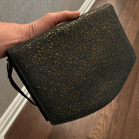 Vintage, Black Suede Evening Bag - Picture 2 of 9